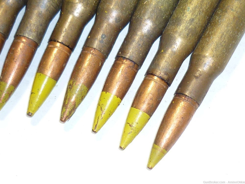 10rd - DOMINICAN - .50 BMG - AP Yellow Tip -  1950s - RARE Cold War 50 Cal -img-14