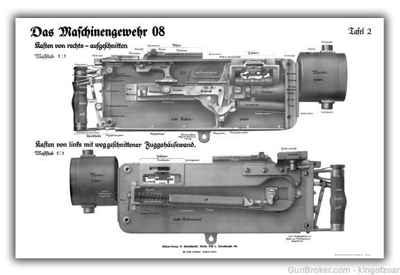 WW1 German MG08 Maxim Training Chart - Close-up Poster Print-img-0