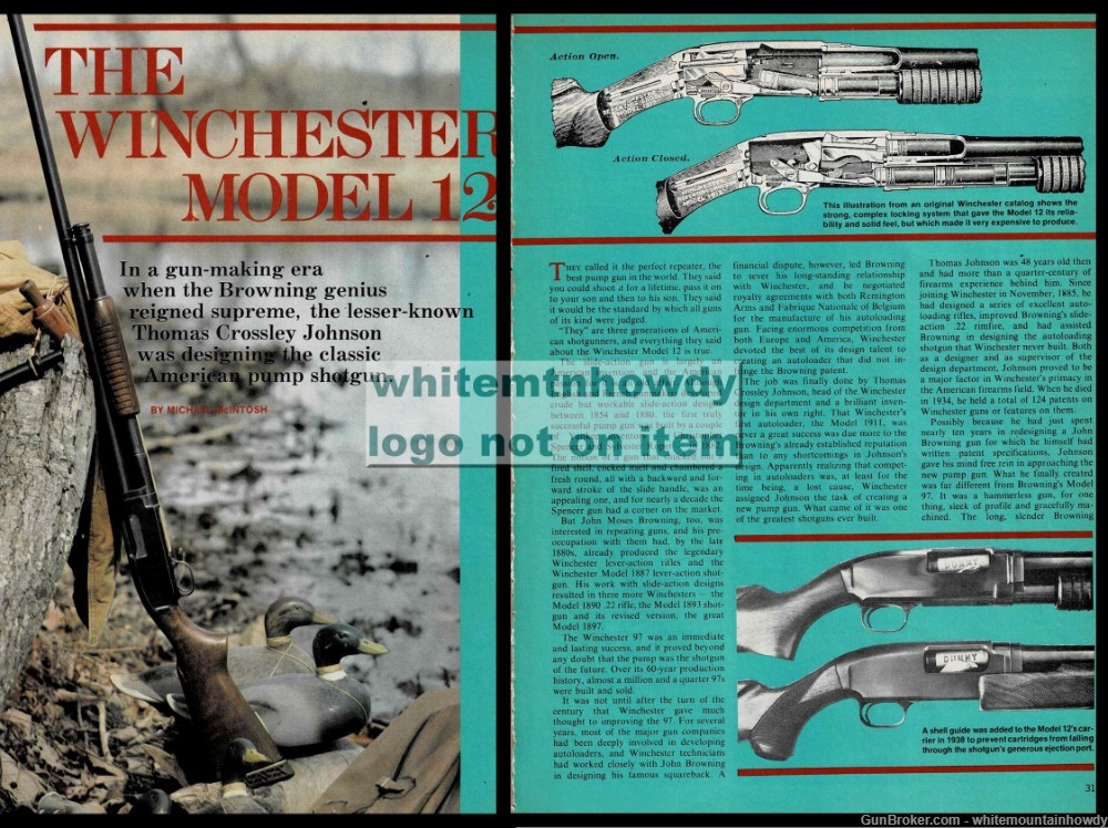 1981 The WINCHESTER Model 12 Pump-Action Shotgun 6-page Article-img-0