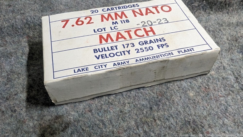 USGI Lake City M118 Match 173gr ball ammo, 20 round sealed boxes 7.62mm 308-img-4