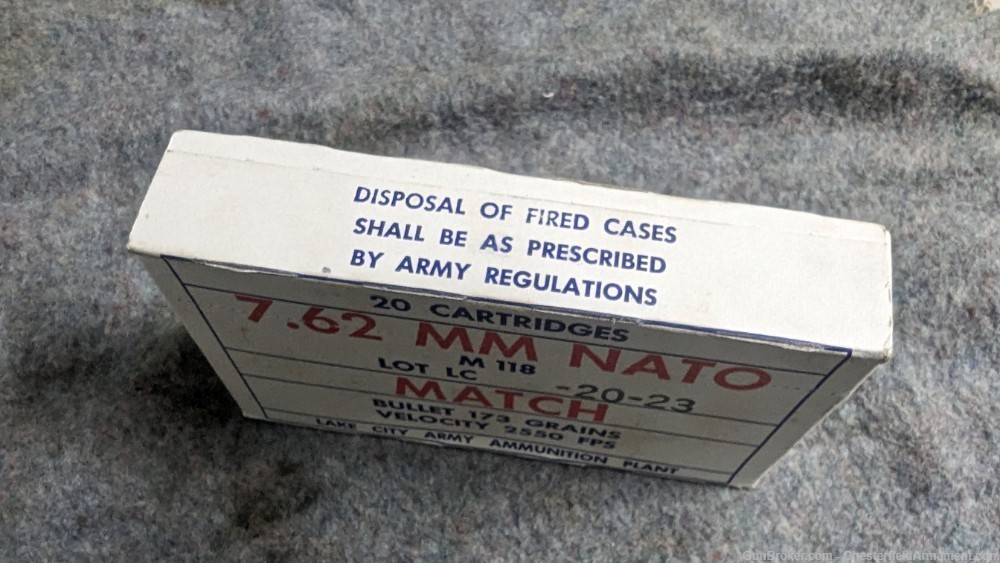 USGI Lake City M118 Match 173gr ball ammo, 20 round sealed boxes 7.62mm 308-img-3