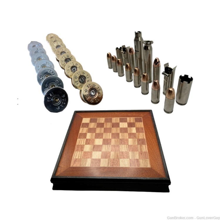 Bullet Casing Chess / Checker Set + Handmade Board-img-0
