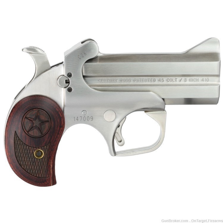 Bond Arms, Century 2000, Derringer, 410 or 45LC, 3.5" Barrel, Steel, Silver-img-1