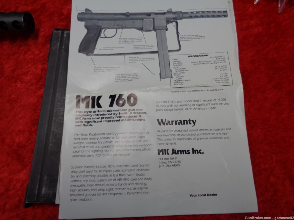 MK Arms MK760 760 9mm SMG S&W 76 Stock Magazine Machine Gun LNIB WE TRADE!-img-35