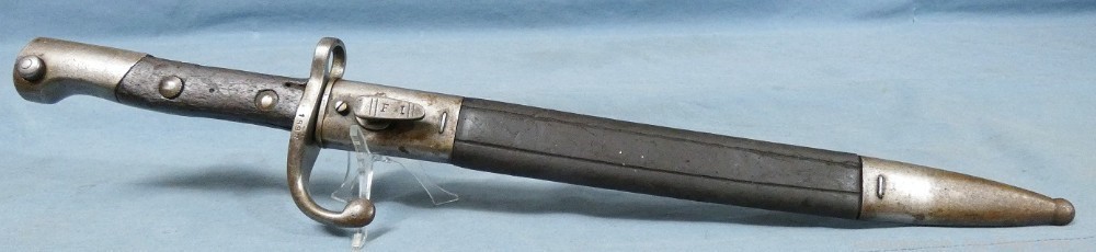 Brazilian Mauser bayonet with leather scabbard-img-0