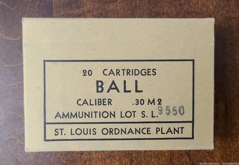 Saint Louis Ordnance Caliber .30 M2 Ball Surplus Ammo 1952-img-0