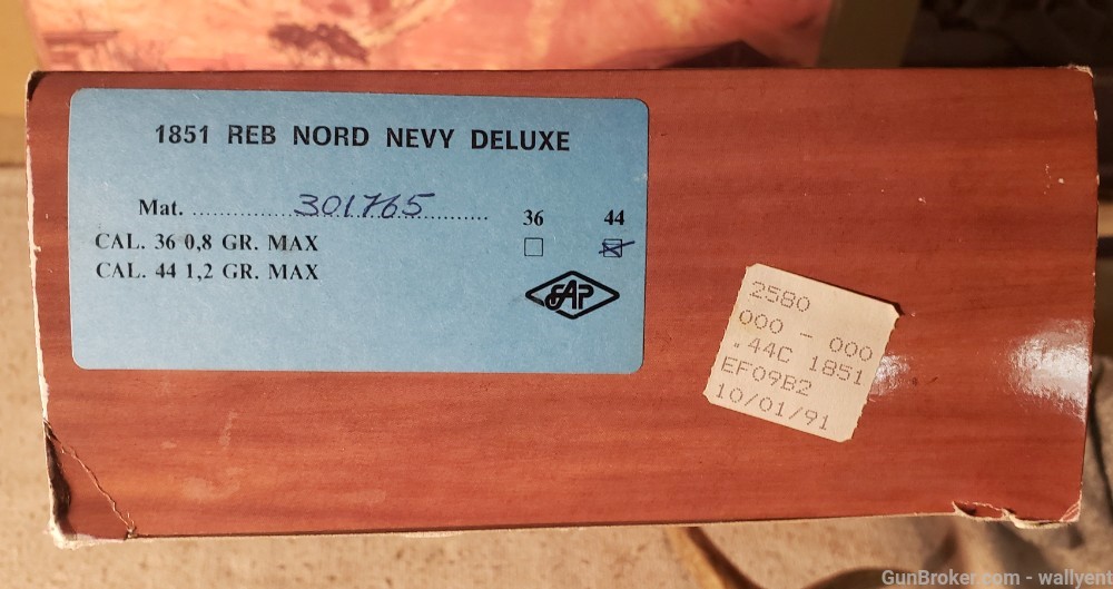 Original 1851 Reb Nord Navy Deluxe BOX + Insert Black Powder Revolver 44cal-img-3