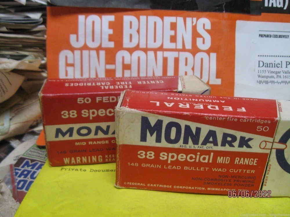 Federal MONARK 38 Special Wadcutter boxes, 2 different 1950 & 1960 empties-img-0