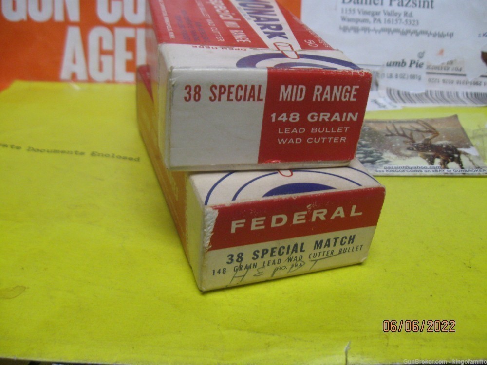 Federal MONARK 38 Special Wadcutter boxes, 2 different 1950 & 1960 empties-img-2