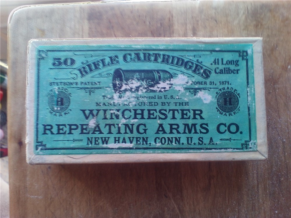 Vintage-RARE- Winchester 41 long rim fire Black Powder cartridges-full box-img-0