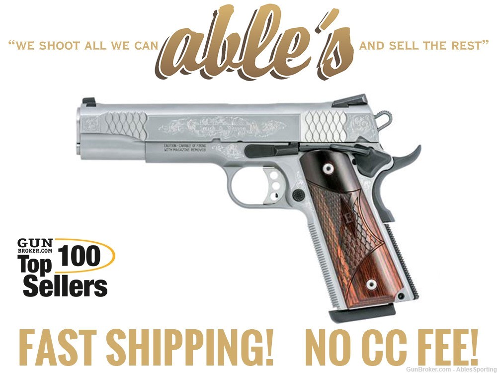 Smith & Wesson 1911 Custom Engraved 10270, 45 ACP, 5 in, Stainless, NIB-img-0