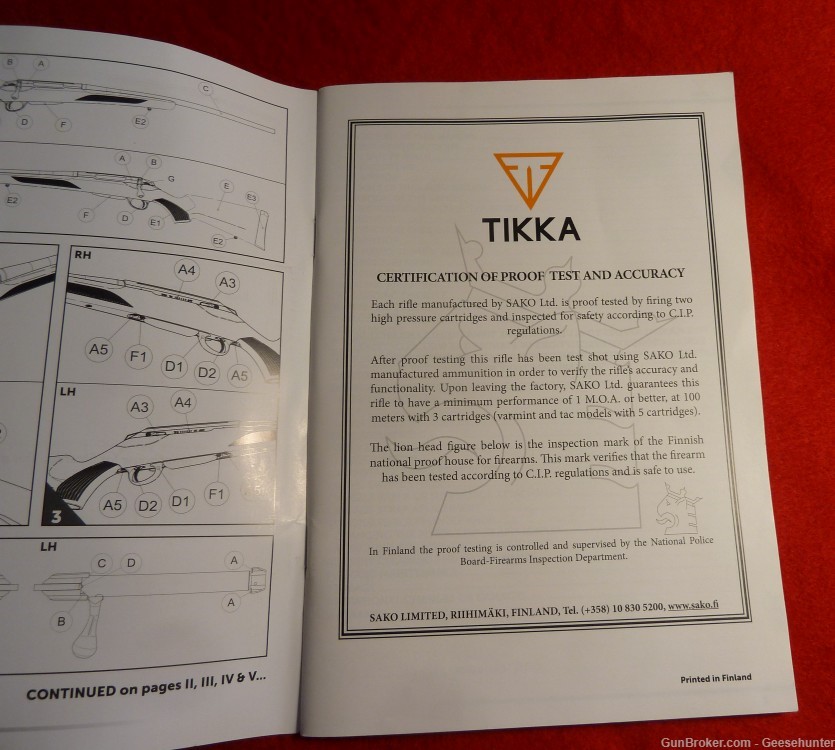 Original Tikka T3x Instruction Manual -img-1