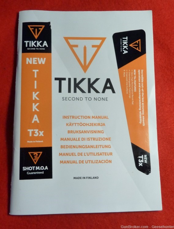 Original Tikka T3x Instruction Manual -img-0