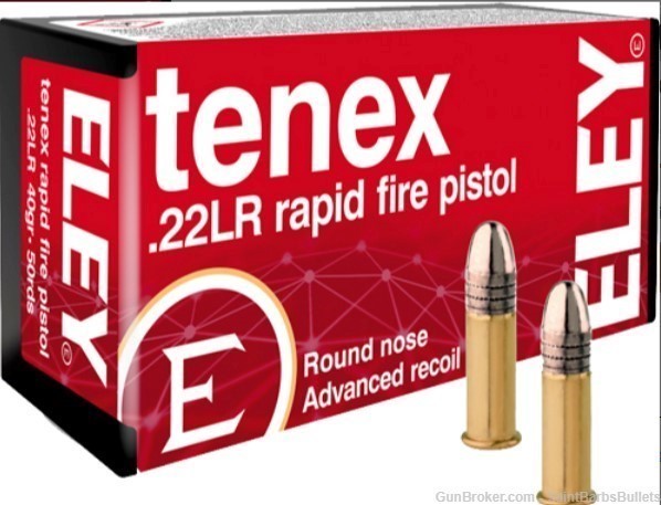 Eley Tenex Rapid Fire Pistol – .22lr 40gr. Round Nose - 50 Rounds-img-0