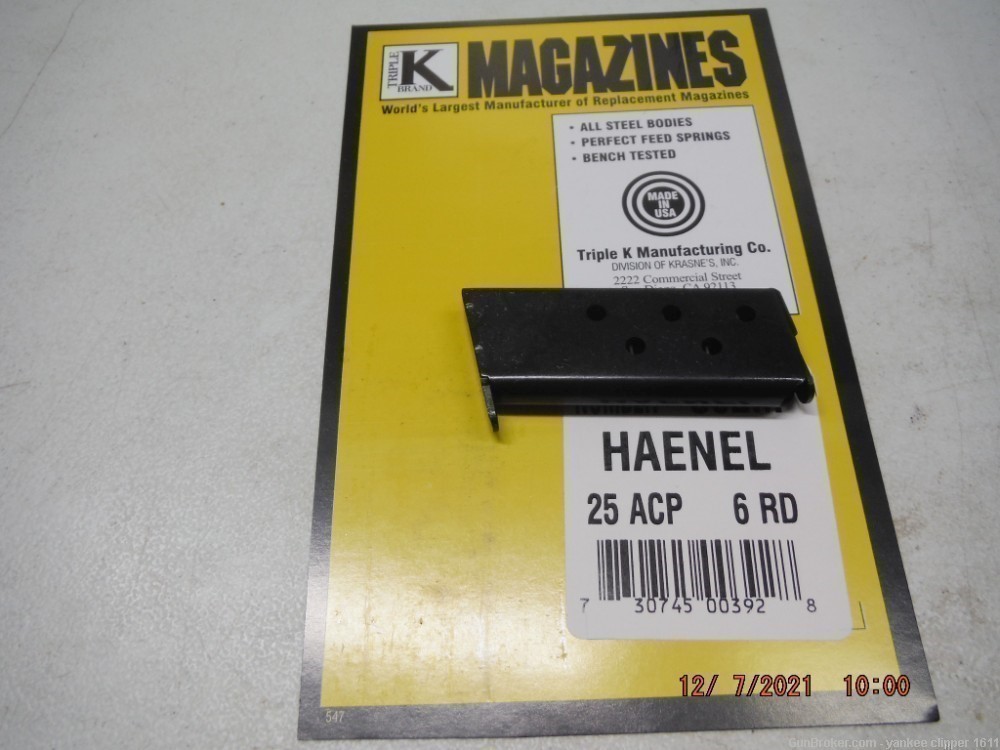 HAENEL – SCHMEISSER 25 Magazine 6RD HAENEL 25ACP MAGAZINE-img-0