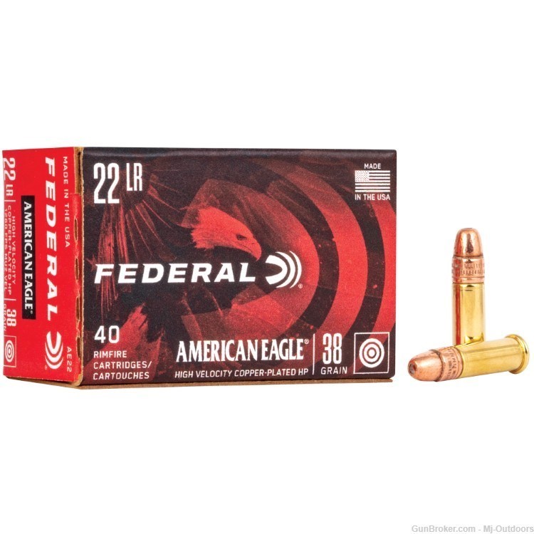 Federal American Eagle 22LR 38 Grain HP - HV Copper Plated 400RDS-img-1
