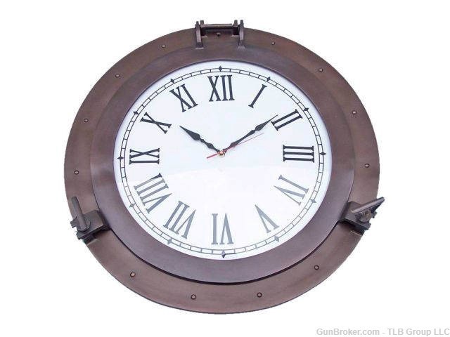 Introducing the exquisite Bronzed Deluxe Class Porthole Clock 24"-img-0