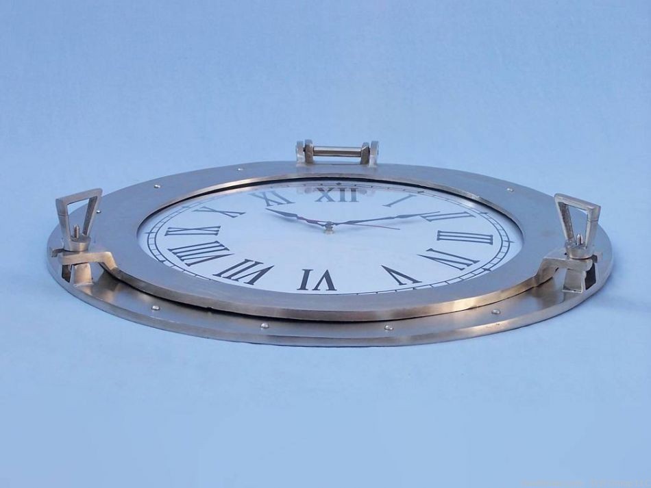 Introducing the Brushed Nickel Deluxe Class Porthole Clock 24"-img-3