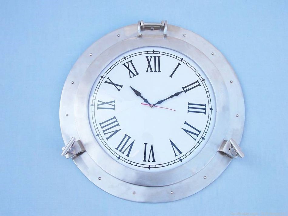 Introducing the Brushed Nickel Deluxe Class Porthole Clock 24"-img-4
