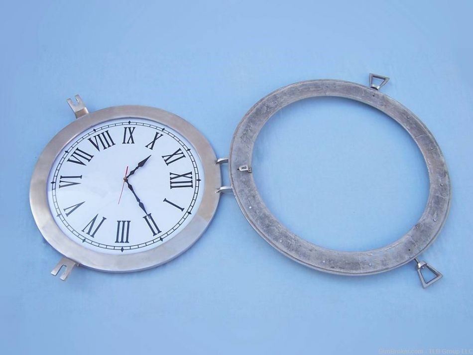 Introducing the Brushed Nickel Deluxe Class Porthole Clock 24"-img-9