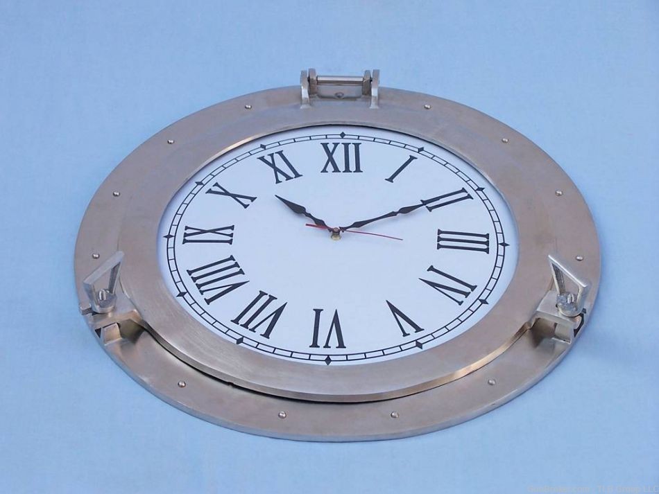 Introducing the Brushed Nickel Deluxe Class Porthole Clock 24"-img-5