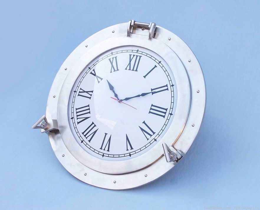 Introducing the Brushed Nickel Deluxe Class Porthole Clock 24"-img-6