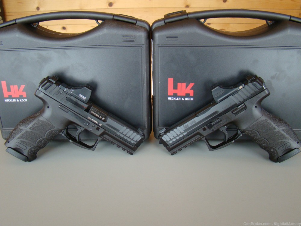 Pair of H&K VP9 OR 9mm pistols w Holosun SCS green dot 2 moa HK 9 consec #s-img-0
