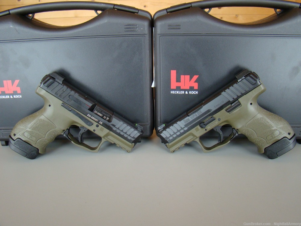 Pair of H&K VP9SK 9mm Pistols OD Green 12rd 15rd consec serial #s HK VP9-SK-img-0