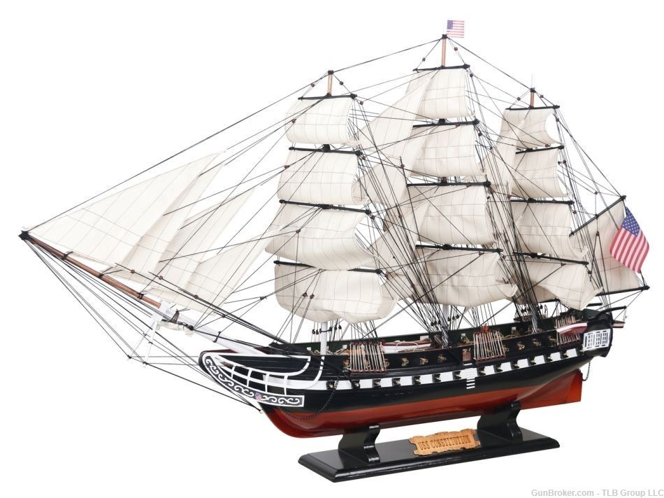 Wooden USS Constitution Tall Model Ship 50" Overall Dims: 50" L x 10" W x 3-img-6