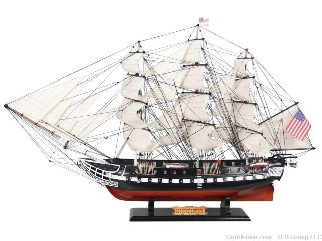 Wooden USS Constitution Tall Model Ship 50" Overall Dims: 50" L x 10" W x 3-img-9