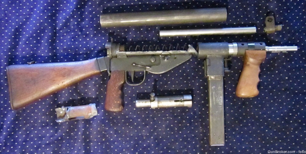 Sten MKV parts kit w/NEW BARREL & TRUNNION, front grip,bayonet,magazine,Mk5-img-0