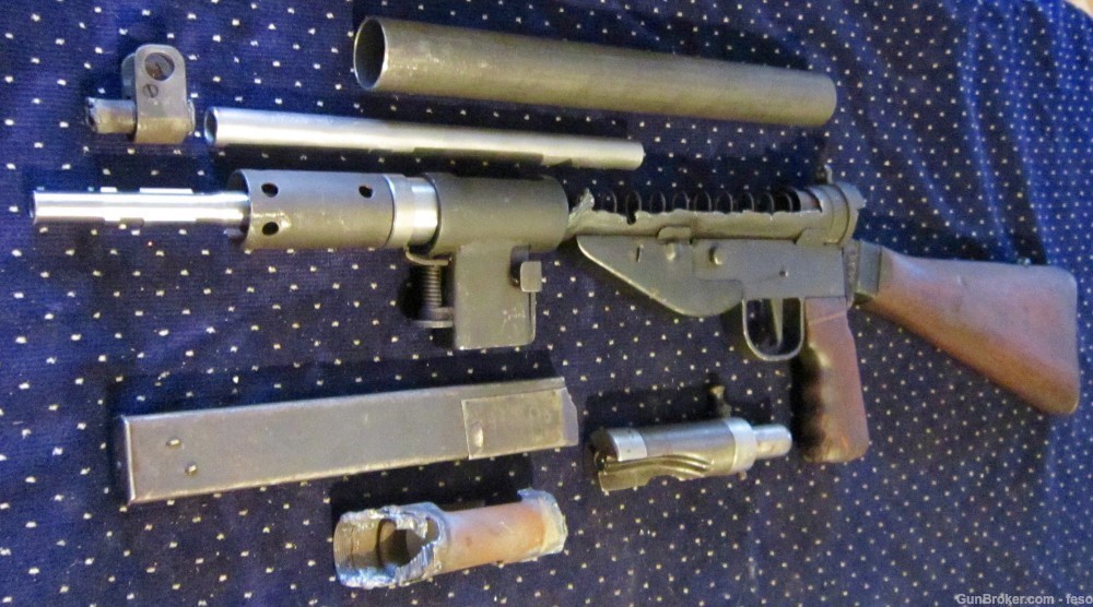 Sten MKV parts kit w/NEW BARREL & TRUNNION, front grip,bayonet,magazine,Mk5-img-3