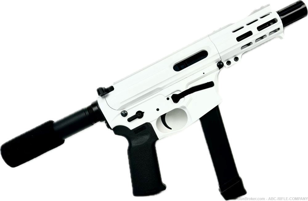 American Built Custom Slick Side AR-9 Pistol 4" Barrel MLOK Handguard-White-img-1