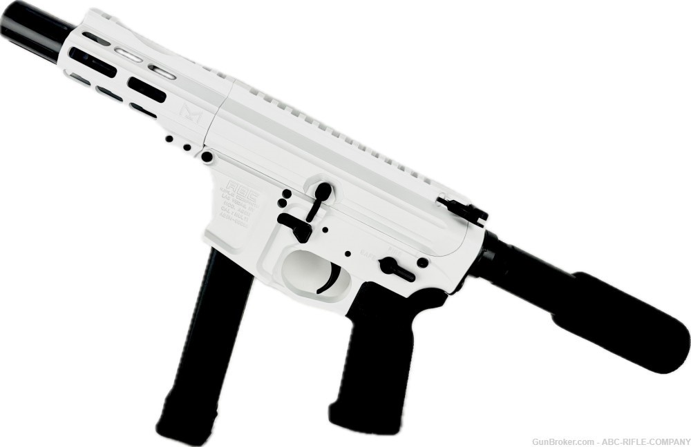 American Built Custom Slick Side AR-9 Pistol 4" Barrel MLOK Handguard-White-img-0