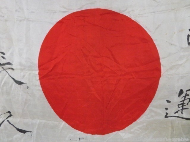 JAPANESE WWII HINOMARU MEATBALL FLAG W/ SIGNED KANJI CHARACTERS JAP WW2 -img-3
