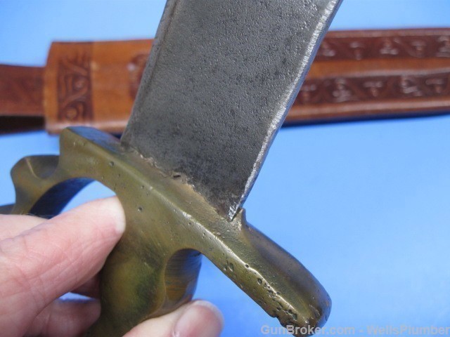 AUSTRALIAN WWII BRASS KNUCKLE KNIFE RANGER KNIFE w/ COLLINS SCABBARD-img-4
