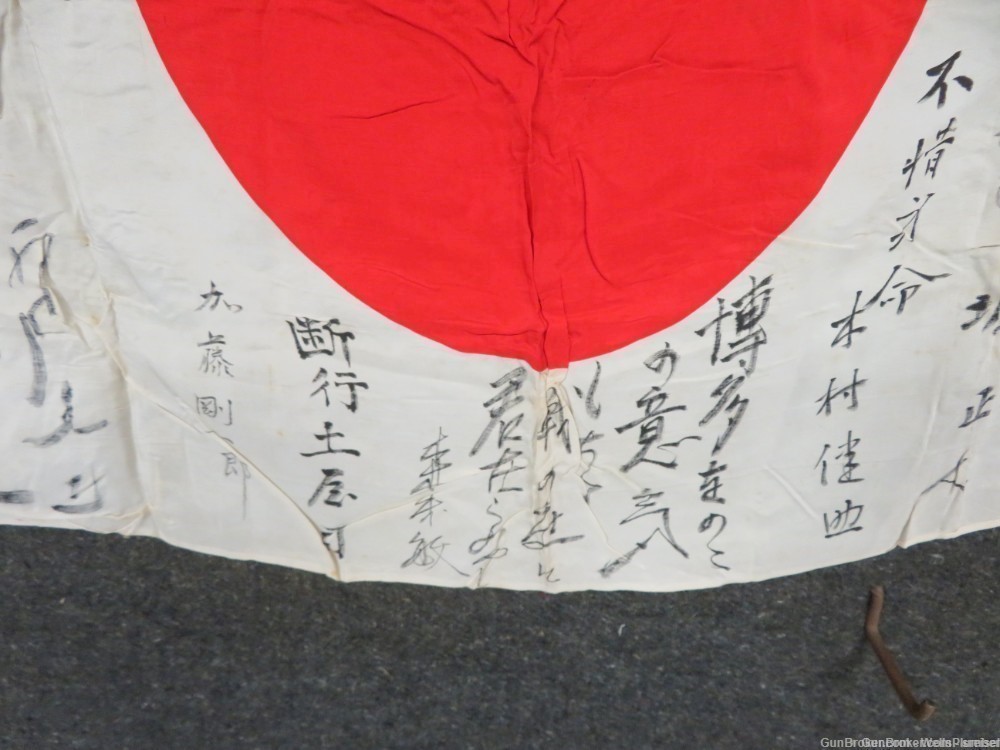  JAPANESE WWII HINOMARU MEATBALL FLAG WITH SIGNED KANJI CHARACTERS (NICE)-img-4