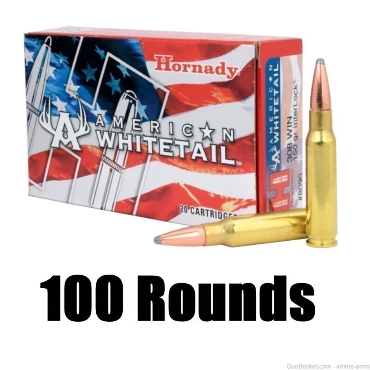 Hornady American Whitetail .308 Win 150 GR InterLock SP 100 Rounds - 8090-img-1