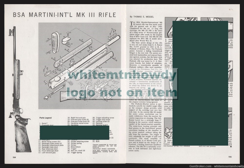BSA MARTINIMK III Rifle Schematic Parts List Assembly Article-img-0