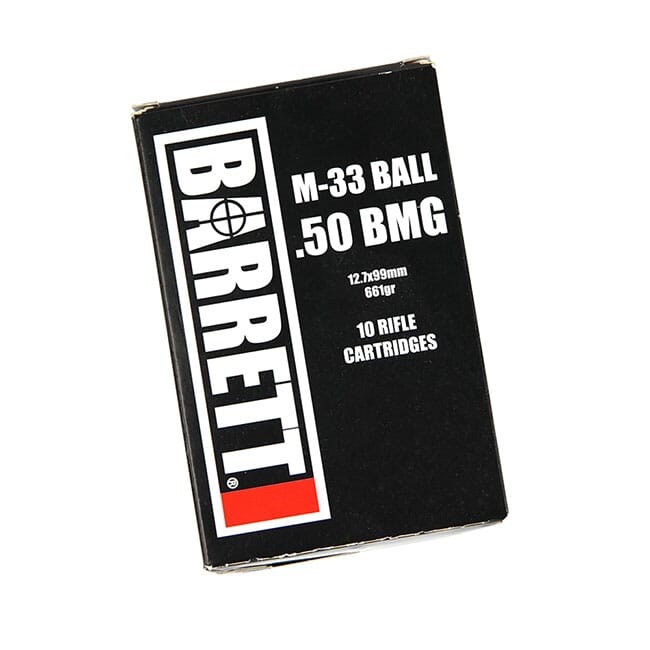 Barrett .50 BMG Headstamp, M33 Ball, 10 Round Box-img-0