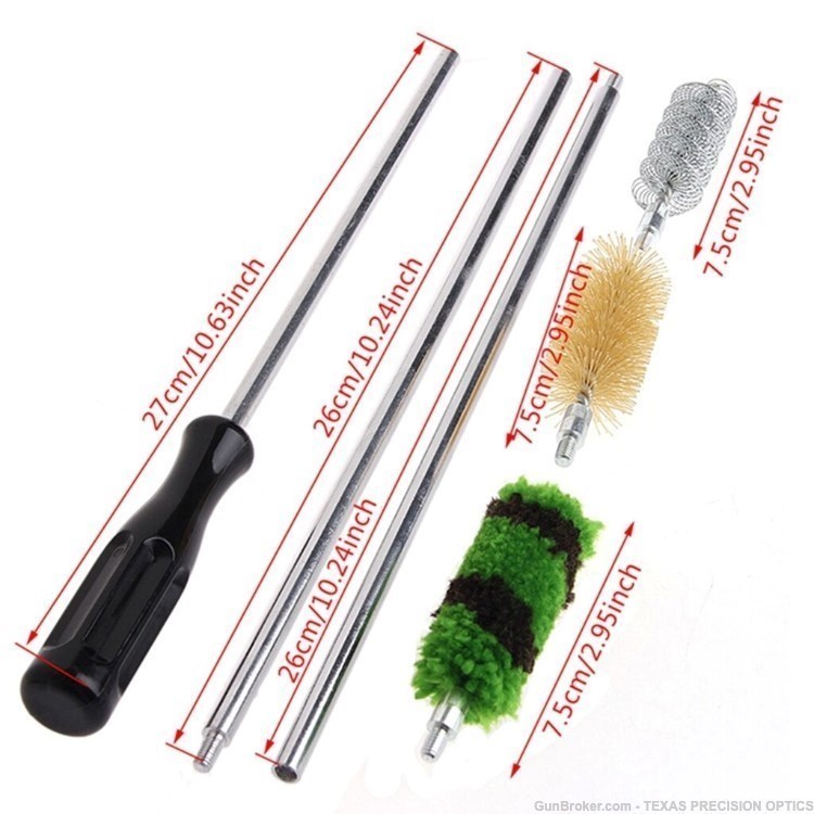 3Pcs/Set Aluminum Rod Brush Cleaning Kit For 12GA Gauge Gun Hunting -img-1