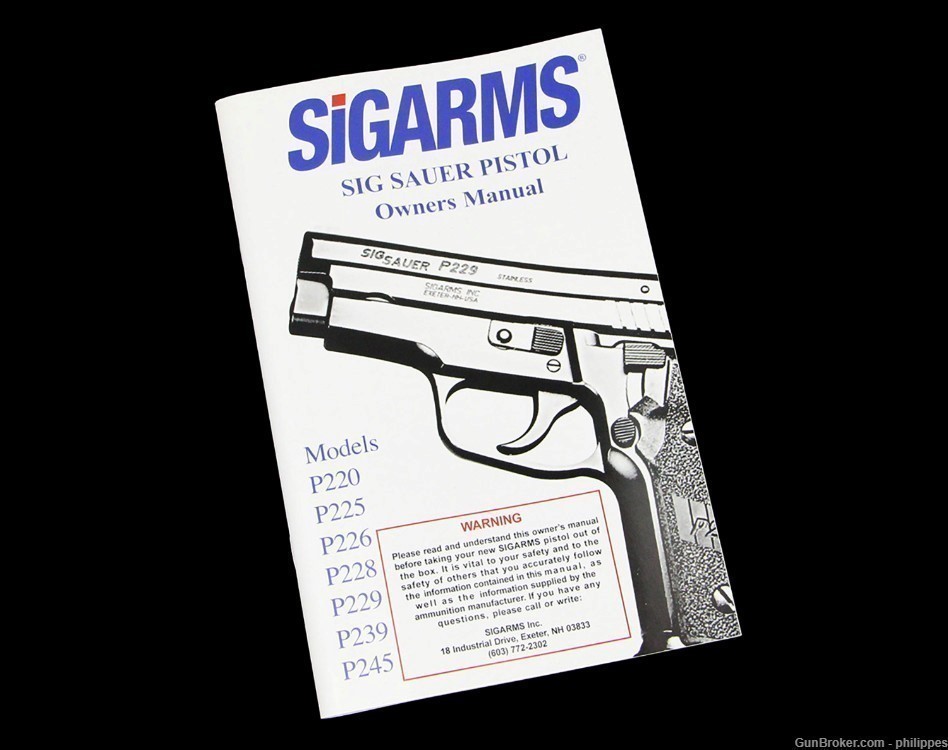 SiGARMS SIG SAUER Pistol Owner's Manual for P220, P225, P226, P229, & More-img-0