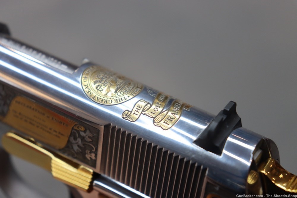 Colt 1911 Pistol LOST STATE OF FRANKLIN Gold Engraved 45ACP Stainless 45 SA-img-36