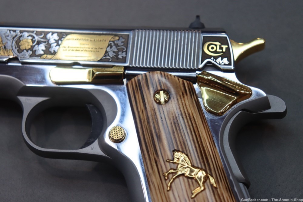 Colt 1911 Pistol LOST STATE OF FRANKLIN Gold Engraved 45ACP Stainless 45 SA-img-7