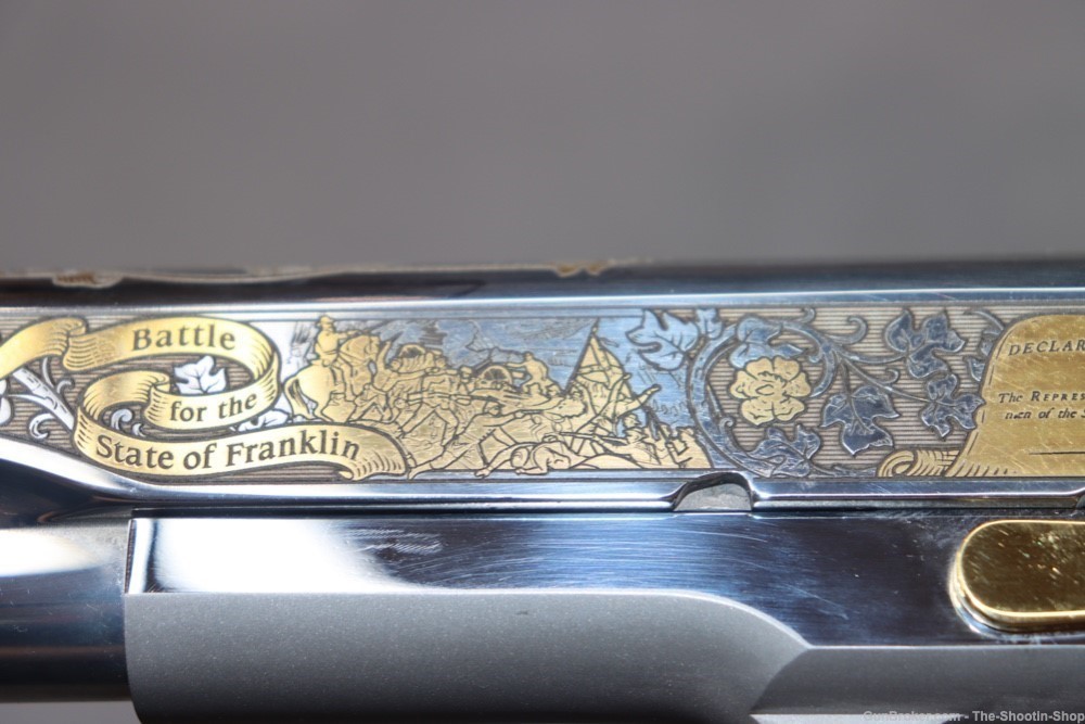 Colt 1911 Pistol LOST STATE OF FRANKLIN Gold Engraved 45ACP Stainless 45 SA-img-32