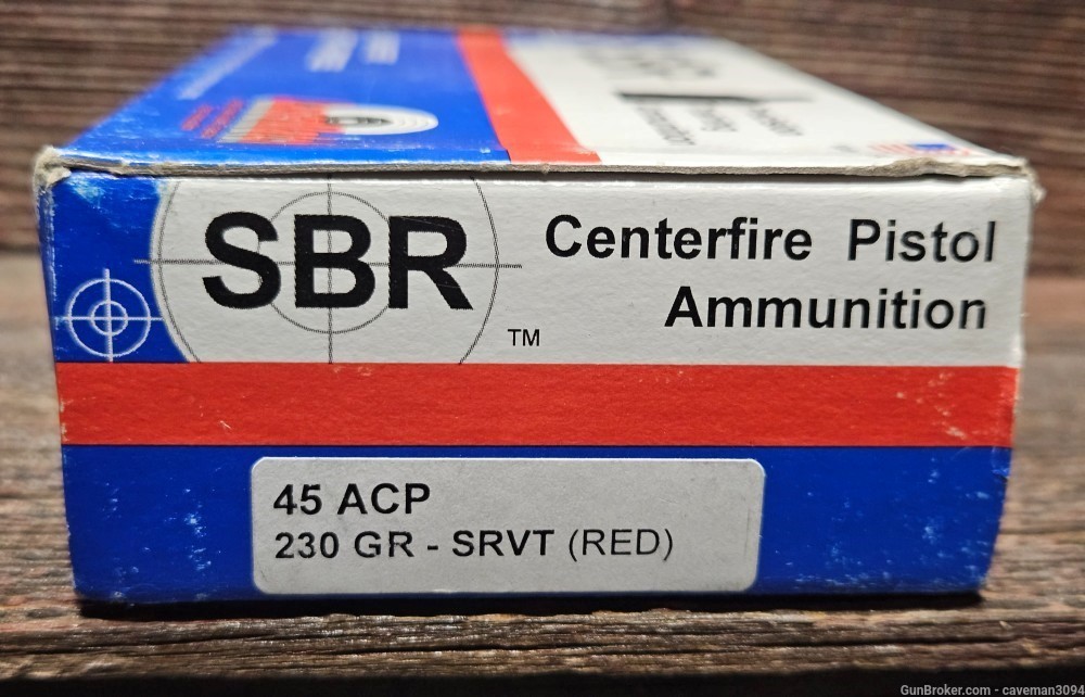 SBR 45 ACP 230gr SRVT Ammo 50 Rounds Tracers-img-0