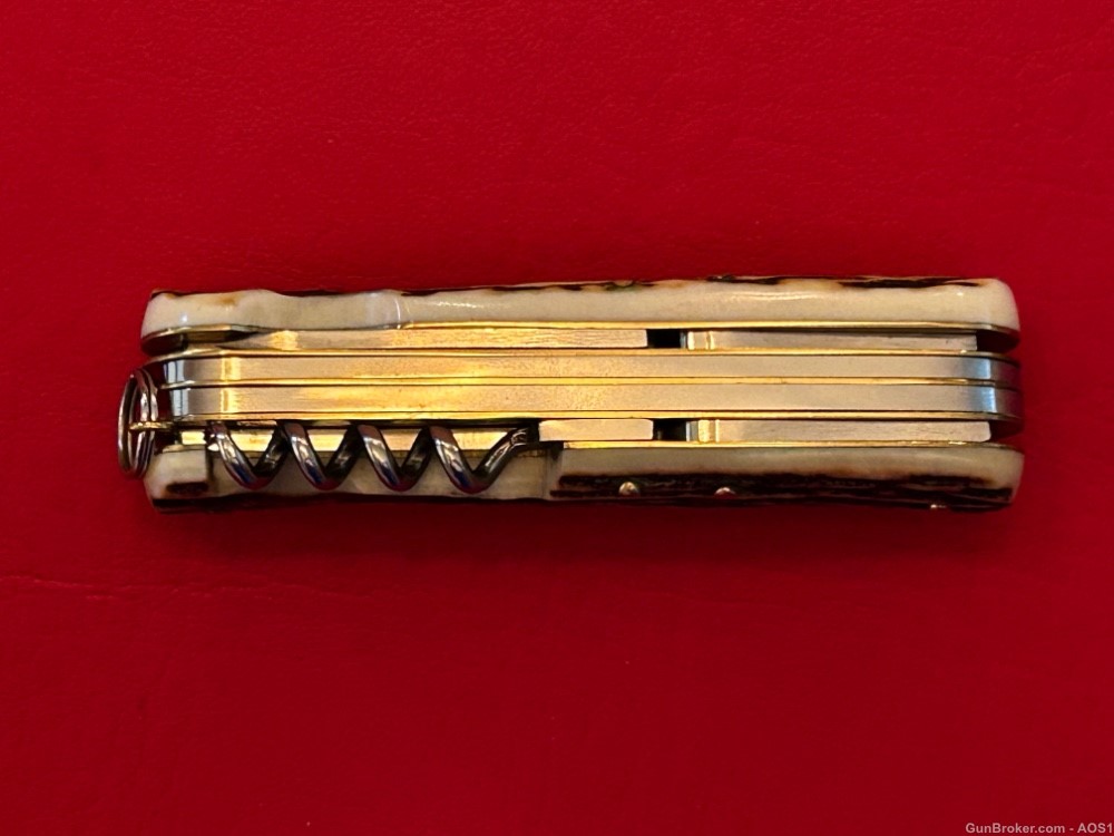 Vintage MKM Maniago Italy Swiss Army Style Camp Pocket Knife Stag Inox NOS -img-8