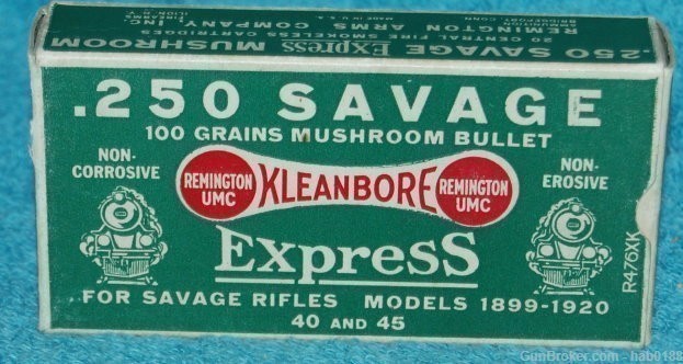 Rare Vintage Full Bx Remington 250 Savage Double Train Box w/ 100 gr MB WOW-img-0