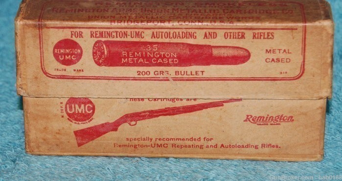 Vintage Sealed 2 Piece Box of Remington UMC 35 Rem w/ 200 gr MC-img-0
