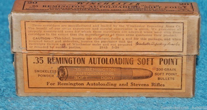 Vintage Full 2 Piece Box of Winchester 35 Remington Autoloading w/ 200 gr -img-0